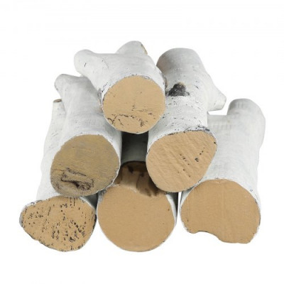 VEVOR Leños de Chimenea de Cerámica 6 Piezas Madera de Cerámica Decorativa para Chimeneas de Gas Ramas Falsas Resistentes al Calor Abedul Blanco Apilable para Chimenea Brasero Interior o Exterior