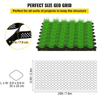 VEVOR Rejilla de Tierra 7,6 x 2,9 m Sistema de Estabilización Permeable de Rejilla de Grava Geo Rejilla de Tierra de 3