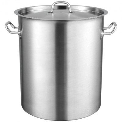 VEVOR Olla para Sopa 39,7 L Olla con Tapa y Asa Diámetro de 35 cm Alto de 41 cm Olla Grande de Acero Inoxidable 18/8 con Asa y Colador, Llama Abierta e Inducción para Eventos Comerciales, Restaurantes