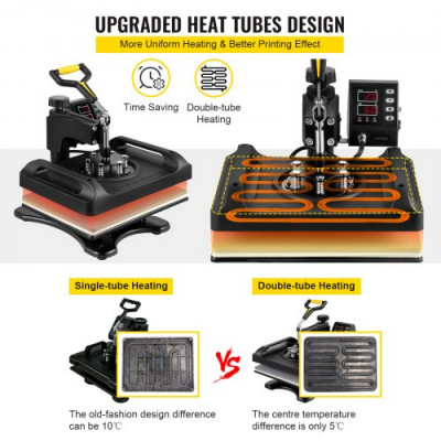 Prensa Térmica de Calor 8 en 1 Placa 29 x 38 cm Máquina de Prensa de Calor Negra 1000 W Pantalla Digital Anti-Quemaduras Máquina de Sublimación