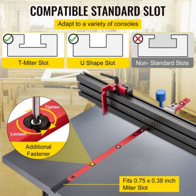 Sierra de Mesa Calibre de Ingletes 610 mm Regla de Precisión Inglete de Aleación de Aluminio de Marcado Láser 60° Ajustable Herramienta de Carpintería para Mesas de Enrutador y Ensambladoras