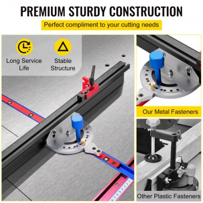 Sierra de Mesa Calibre de Ingletes 610 mm Regla de Precisión Inglete de Aleación de Aluminio de Marcado Láser 60° Ajustable Herramienta de Carpintería para Mesas de Enrutador y Ensambladoras