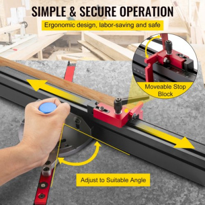 Sierra de Mesa Calibre de Ingletes 610 mm Regla de Precisión Inglete de Aleación de Aluminio de Marcado Láser 60° Ajustable Herramienta de Carpintería para Mesas de Enrutador y Ensambladoras