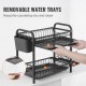 Buy Tier Over Sink Dish Drainer Carbon Steel and PP Dish Drying Rack 54.5 x 25 x 39.6 cm with 2 Trays for Cups Cutlery Kitchen Utensils