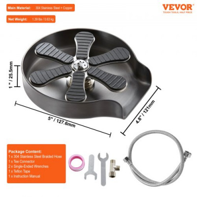 VEVOR Enjuagadora de Vidrio Automática 121x127,6 mm Enjuagadora de Vidrio para Fregadero de Cocina en Acero Inoxidable Silicona con 10 Chorros de Agua Lavavasos con Rotación de 360° Enjuague Rápido