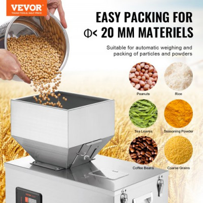 VEVOR Máquina llenadora de polvo, 10-500 g, Máquina llenadora automática inteligente de pesaje de partículas, Llenado dispensador para semillas de té, granos, polvo, harina, frijoles, copos