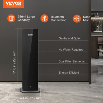 VEVOR Máquina de Aire Perfumado para el Hogar Difusor de Aire Frío Inteligente Bluetooth 950ml Difusor de Aire Fragante Aceite Esencial Sin Agua Máquina Aromaterapia de Pie para Gran Habitación