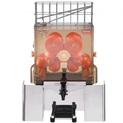 VEVOR Exprimidor de Cítricos Eléctrico Comercial Extractor de Zumo 120W Alimentación Automática con Filtro Cubo de Recolección de Pelado y Grifo para Naranja, Pomelo, Restaurante, Cafetería, Frutería