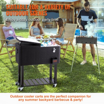 VEVOR Carro Enfriador Rodante para Exteriores de 7,5 L Carro Portátil para Bebidas y Hielo con Ruedas Aislamiento de Larga Duración 820x470x880 mm para Terraza Jardín Patio Fiesta Bar Bebida, Negro