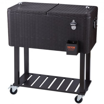 VEVOR Carro Enfriador Rodante para Exteriores de 7,5 L Carro Portátil para Bebidas y Hielo con Ruedas Aislamiento de Larga Duración 820x470x880 mm para Terraza Jardín Patio Fiesta Bar Bebida, Negro