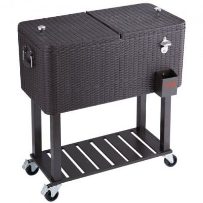 VEVOR Carro Enfriador Rodante para Exteriores de 7,5 L Carro Portátil para Bebidas y Hielo con Ruedas Aislamiento de Larga Duración 820x470x880 mm para Terraza Jardín Patio Fiesta Bar Bebida, Negro