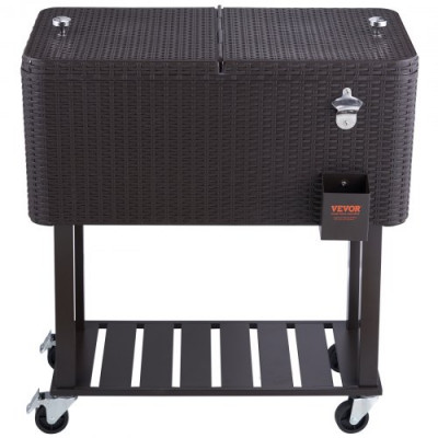 VEVOR Carro Enfriador Rodante para Exteriores de 7,5 L Carro Portátil para Bebidas y Hielo con Ruedas Aislamiento de Larga Duración 820x470x880 mm para Terraza Jardín Patio Fiesta Bar Bebida, Negro