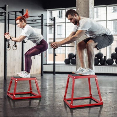 VEVOR Caja Pliométrica 445x445x305mm Plataforma Pliométrica Antideslizante Carga 227kg Caja de Salto Entrenamiento de Fuerza Fitness para Entrenamiento Pliométrico Flexiones Sentadillas Gimnasio Hogar