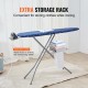 Buy Ironing Board 140x37 cm Foldable Ironing Board 4 Thick Layers Adjustable Height 64-97 cm Bottom Storage Tray Heat Resistant Cover 100% Cotton Laundry Home, 154x37x97 cm