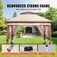 Comprar Gazebo de Jardín 334x334 cm Cenador de Patio con Mosquitera Emergente para 8-10 Personas con Estructura de Metal, Lona Oxford 250D Revestida de PU, Refugio Exterior para Césped, Patio Trasero