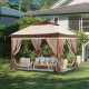 Kaufen Sie Gartenpavillon 334 x 334 cm, Terrassenpavillon mit aufklappbarem Moskitonetz für 8–10 Personen, mit Metallrahmen, 250D Oxford-Leinwand, PU-beschichtet, Überdachung für Rasen, Hinterhof