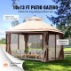 Comprar Gazebo de Jardín 383x308 cm Cenador de Patio con Mosquitera Emergente para 10-12 Personas con Estructura de Metal,  y Revestimiento de Poliéster PU de 180g, Refugio para Césped, Patio Trasero