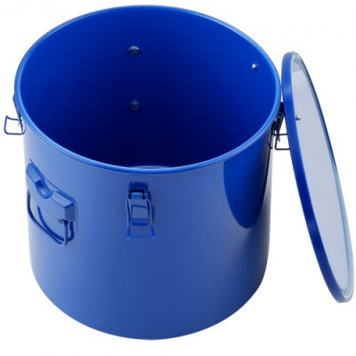 VEVOR Recolector de grasa y aceite usado, 37,8 L, tambor recolector de aceite de freidora de acero al carbono, recipiente de aceite con tapa, clips de bloqueo, bolsa de filtro para cocina, azul