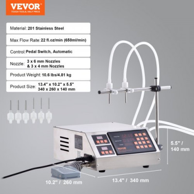 Control digital de la máquina de llenado de líquidos automática VEVOR 5-650 ml