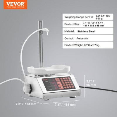 VEVOR Máquina automática de llenado de líquidos Control digital 5 a 50 g