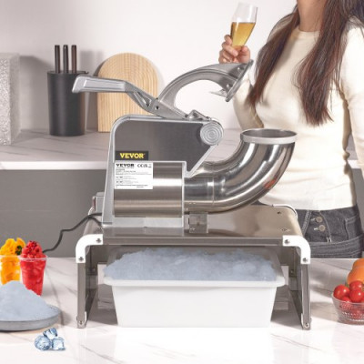 VEVOR Máquina para Picar Hielo Comercial 300kg/h Trituradora de Hielo Eléctrica 300W Picadora de Hielo 4 Cuchillas de Acero Inoxidable Cuerpo de ABS Picador de Hielo para Bebidas Frías Bar Restaurante