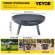 Buy Fire Pit Black Painted Carbon Steel Large Fire Pit 18.5kg 40.5cm Height 2.3mm Thickness Outdoor Fire Pit Bowl for Gardens, Patios, Parks, Backyards, Porches