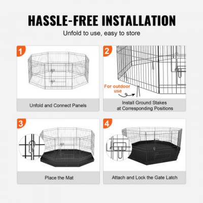 VEVOR Parque para Perros 8 Paneles Pluma de Ejercicio para Perros de Metal Plegable con Almohadilla Inferior 24