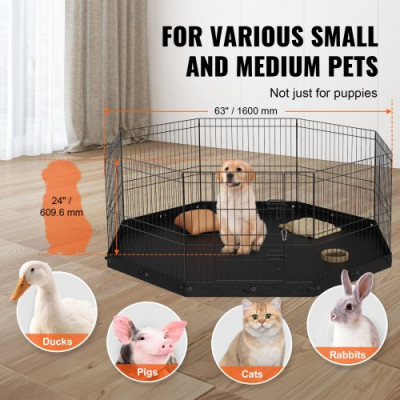 VEVOR Parque para Perros 8 Paneles Pluma de Ejercicio para Perros de Metal Plegable con Almohadilla Inferior 24