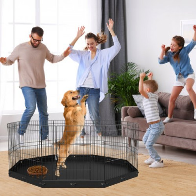 VEVOR Parque para Perros 8 Paneles Pluma de Ejercicio para Perros de Metal Plegable con Almohadilla Inferior 24