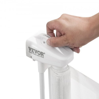 VEVOR Barrera de Seguridad Extensible hasta 153 cm Puerta Mágica para Perros Alto de 87 cm Puerta Retráctil para Bebés Abrir con Una Mano Vallas de Malla para Niños Perros Pasillo Escaleras, Blanco