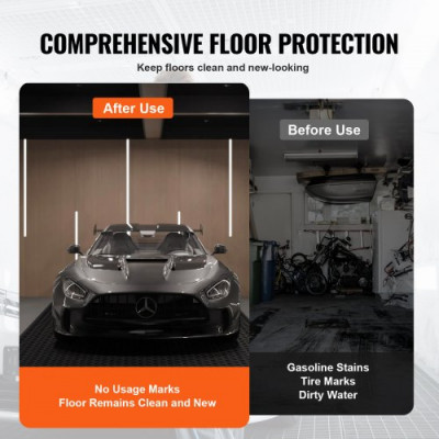 VEVOR Alfombrilla para Suelo de Garaje 1236x1848 mm Rollo SBR Suelo de Goma Patrón 3D Grosor 3 mm Impermeable Fácil de Limpiar para Proteger el Suelo Debajo del Coche, Garaje, Gimnasio, Negro