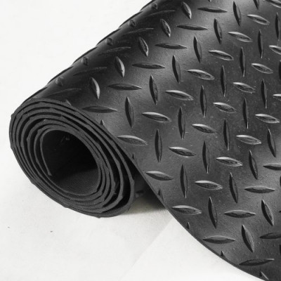 VEVOR Alfombrilla para Suelo de Garaje 1236x1848 mm Rollo SBR Suelo de Goma Patrón 3D Grosor 3 mm Impermeable Fácil de Limpiar para Proteger el Suelo Debajo del Coche, Garaje, Gimnasio, Negro