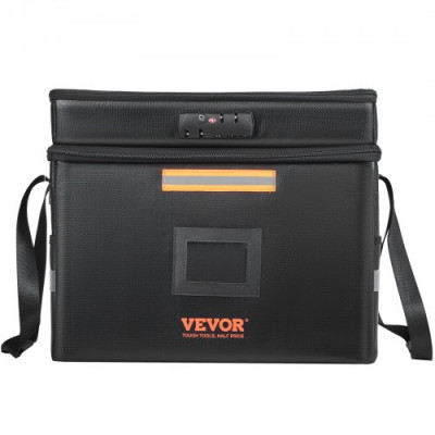 VEVOR Caja de Documentos Ignífuga 390x315x355 mm Bolsa de Documentos Ignífuga con Cerradura 2000°C Caja de Archivos Ignífuga e Impermeable con Cremallera y Asa para Dinero, Documento, Joyas, Pasaporte