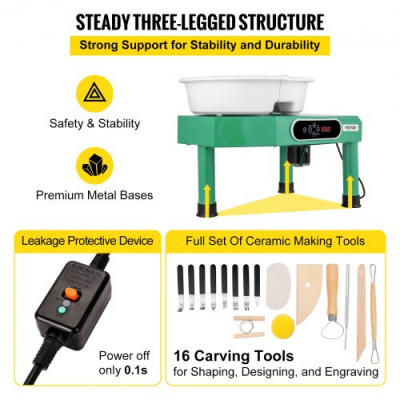 Máquina Eléctrica de Cerámica Torno Ceramica 25 cm Torno Alfarero 350 W 220 V Rueda de Cerámica Máquina de Formación de Cerámica 300 r/min