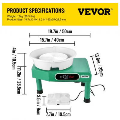 Máquina Eléctrica de Cerámica Torno Ceramica 25 cm Torno Alfarero 350 W 220 V Rueda de Cerámica Máquina de Formación de Cerámica 300 r/min