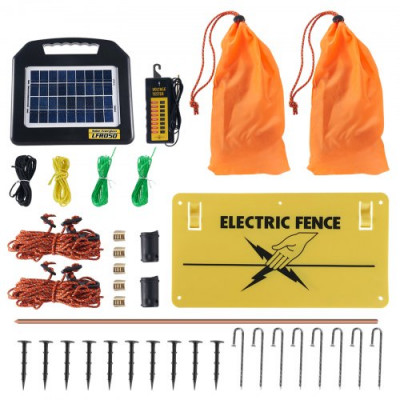 VEVOR Kit de red para cerca eléctrica, cerca de red de PE de 4x100 pies con cargador solar/postes/estacas de doble punta, malla utilitaria portátil para pollos, patos, gansos, conejos, patios, granjas