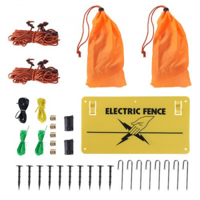 VEVOR Kit de red para cerca eléctrica, cerca de red de PE de 4x160 pies con postes y estacas de doble púa, malla utilitaria portátil para pollos, patos, gansos, conejos, patios traseros, granjas