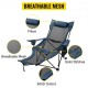 Buy Folding Reclining Camping Mesh Chair, Max Capacity 150kg Camp Lounger Adjustable Height, Breathable Mesh Material, Foldable Chair for Travel and Fishing Blue