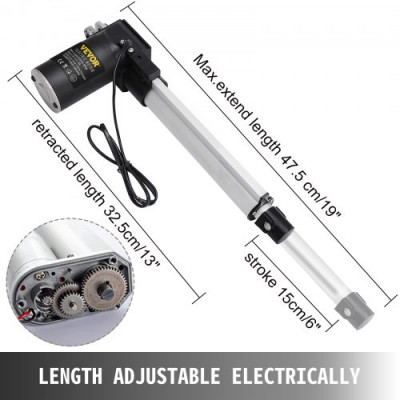 VEVOR Actuador Lineal 6000 N Soporte de Montaje de Carrera del Actuador Lineal 150 mm, Actuador Lineal Resistente de Motor Eléctrico 12 V CC Velocidad de Desplazamiento 5 mm / s, Sofá, Elevador de TV