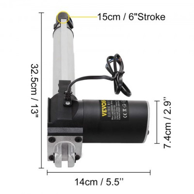 VEVOR Actuador Lineal 6000 N Soporte de Montaje de Carrera del Actuador Lineal 150 mm, Actuador Lineal Resistente de Motor Eléctrico 12 V CC Velocidad de Desplazamiento 5 mm / s, Sofá, Elevador de TV