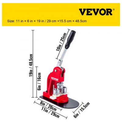 VEVOR Máquina para Fabricar Botones Máquina Insignias de 75/32/44/58 mm Máquina de Creador de Botones Presione Máquina de Prensa de Punzonado