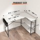 Buy Corner Desk 120x89x76 cm Load 90kg L-Shaped Desk with Storage Bag, Monitor Riser and CPU Stand Computer Table for Study Work Home White