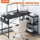 Koop Hoekbureau 120x89x76 cm belasting 90 kg L-vormig bureau met opbergtas, monitorverhoger en CPU-standaard Computertafel voor studiewerk thuis zwart