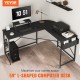 Buy Corner Desk 150x120x76 cm Load 90kg L-Shaped Desk with Storage Bag, Monitor Riser and CPU Stand Computer Table for Study Work Home Black