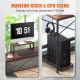 Buy Corner Desk 150x120x76 cm Load 90kg L-Shaped Desk with Storage Bag, Monitor Riser and CPU Stand Computer Table for Study Work Home Brown