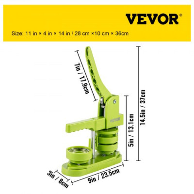 VEVOR Máquina para Fabricar Botones 58 mm 1000 Botones Máquina para Hacer Insignias Botones 23,5 x 8 x 36,5 cm Mango 21,5 cm Máquina para Hacer Pines Chapas Personalizadas Diseño de Montaje Giratorio