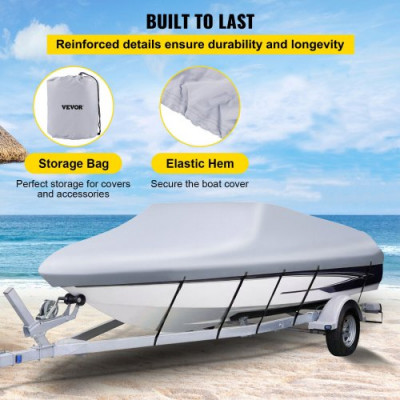 Fundas para Barco 17-19 Pies Cubierta de Barco Impermeable 102 " de Ancho Funda de Barco Protección UV, Material de 3 Capas 600D, Dobladillo Elástico Envolvente con Correas para Embarcaciones