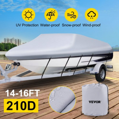 Fundas para Barco 17-19 Pies Cubierta de Barco Impermeable 102 " de Ancho Funda de Barco Protección UV, Material de 3 Capas 600D, Dobladillo Elástico Envolvente con Correas para Embarcaciones