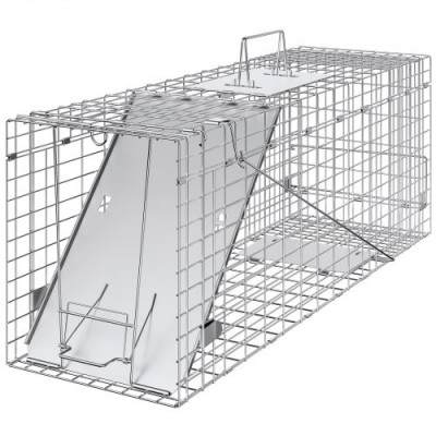 VEVOR Trampa para Animales 785x254x305 mm Jaula Plegable para Trampa para Gatos Alambre Galvanizado sin Crueldad con Asa Trampa para Conejos, Gatos Callejeros, Ardillas, Mapaches, Marmotas, Zarigüeyas