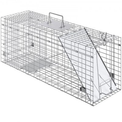 VEVOR Trampa para Animales 785x254x305 mm Jaula Plegable para Trampa para Gatos Alambre Galvanizado sin Crueldad con Asa Trampa para Conejos, Gatos Callejeros, Ardillas, Mapaches, Marmotas, Zarigüeyas